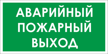 B59 аварийный пожарный выход (пластик, 300х150 мм) - Знаки безопасности - Вспомогательные таблички - магазин "Охрана труда и Техника безопасности"